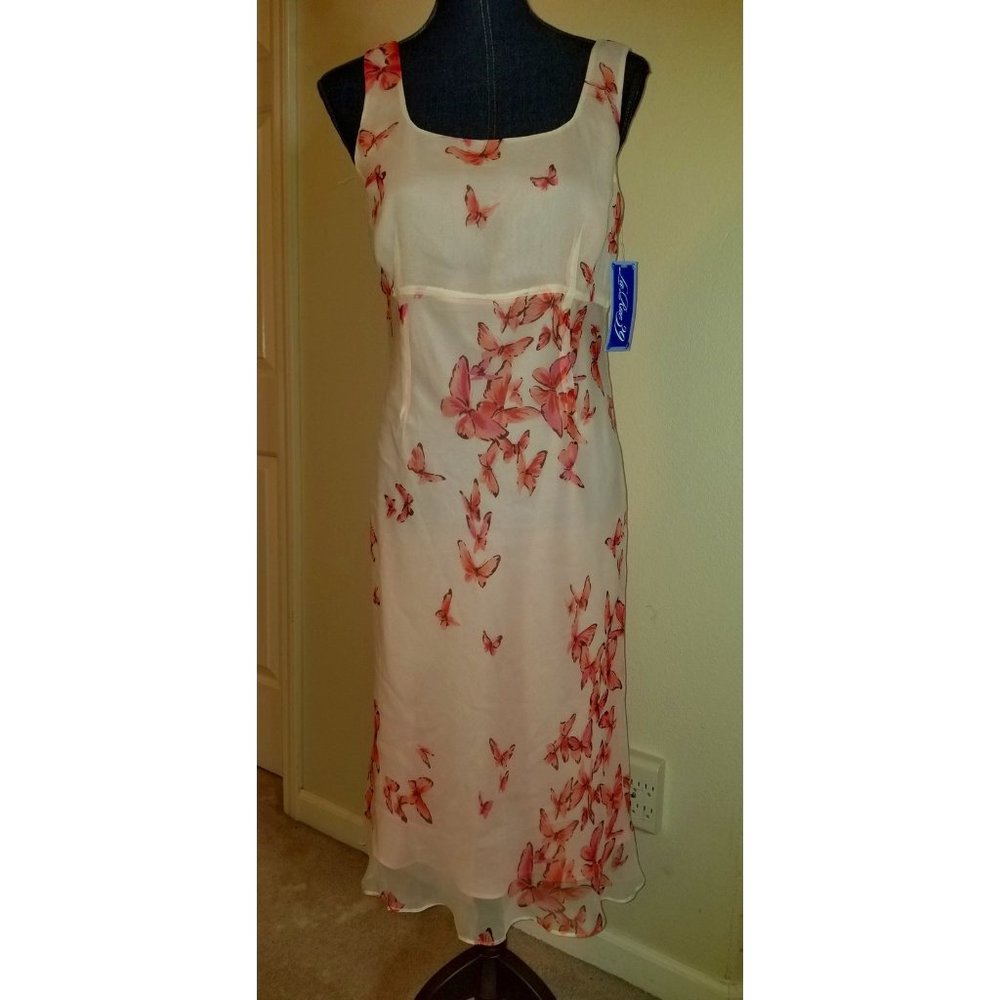 ✅SUMMER DRESS NWT sz 6 La Rue 39 100% silk fully lined bitterfly empire waist